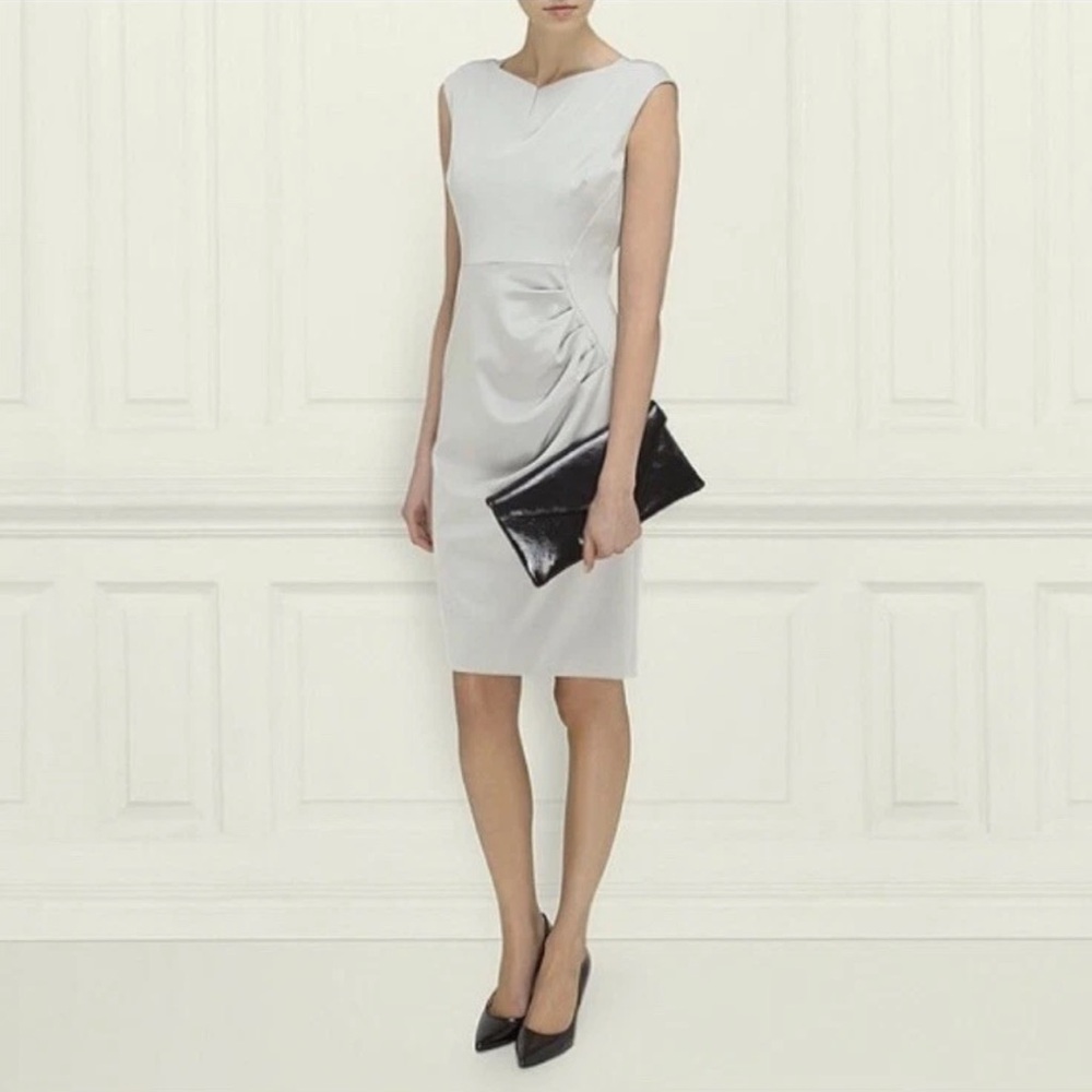 LK BENNETT Dr Tancy silver grey lined shift pencil wiggle dress size 6 EUC